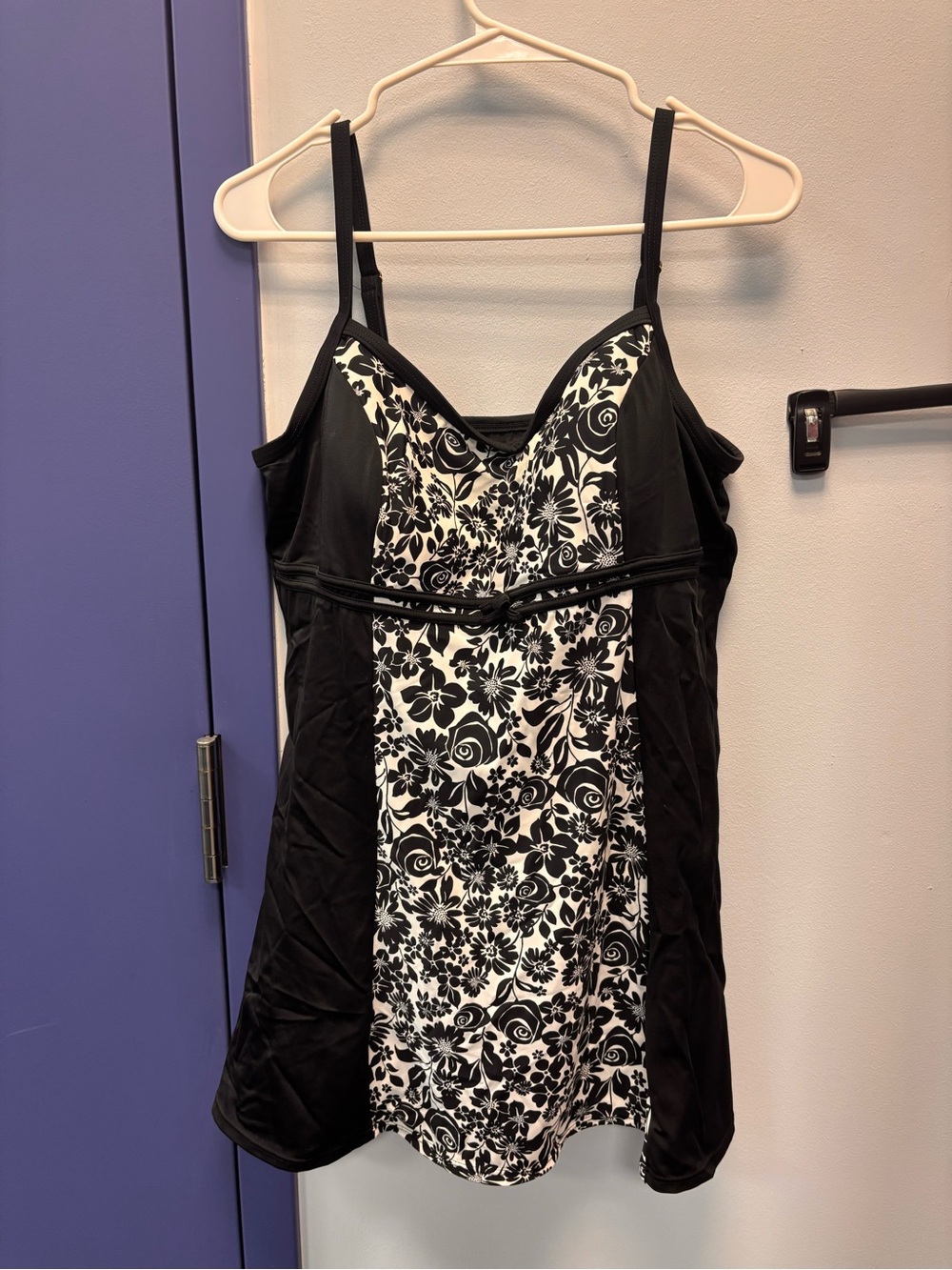 Black & White Floral One-Piece Swimdress - Women